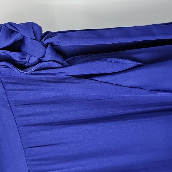 Anthropologie Elegant Blue Silky Wrap Skirt Asymmetrical Ruffle Hem Peasant - Picture 8 of 16